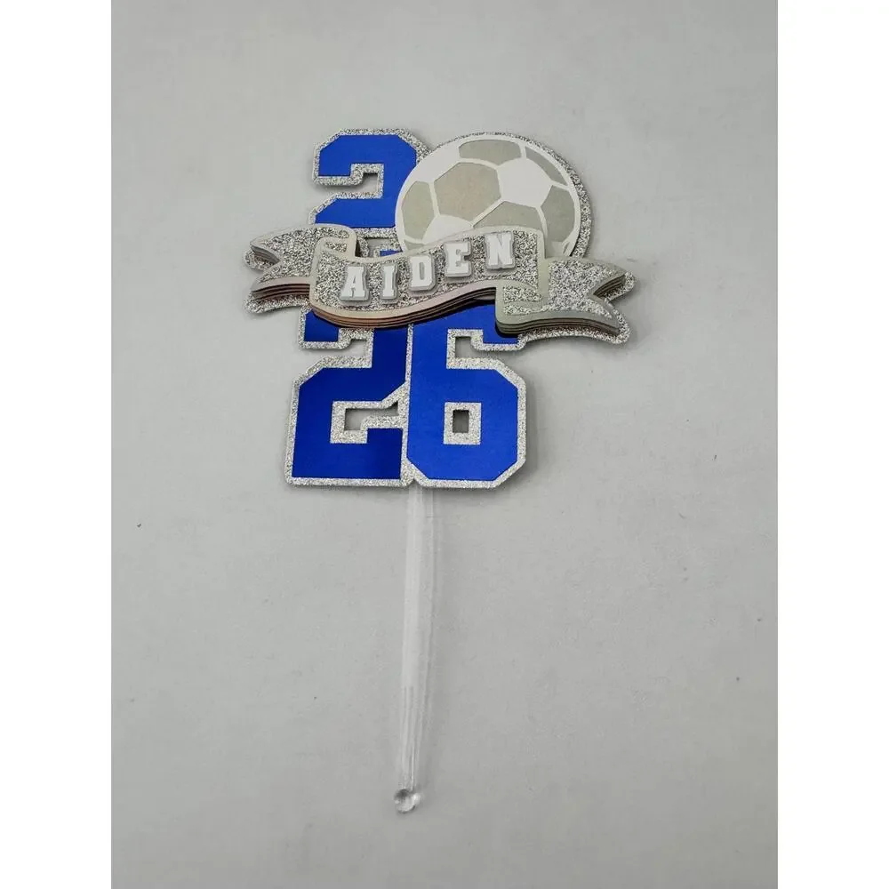 Personalized Soccer Graduation Cake Topper | Class of 2026 Custom Name Decor